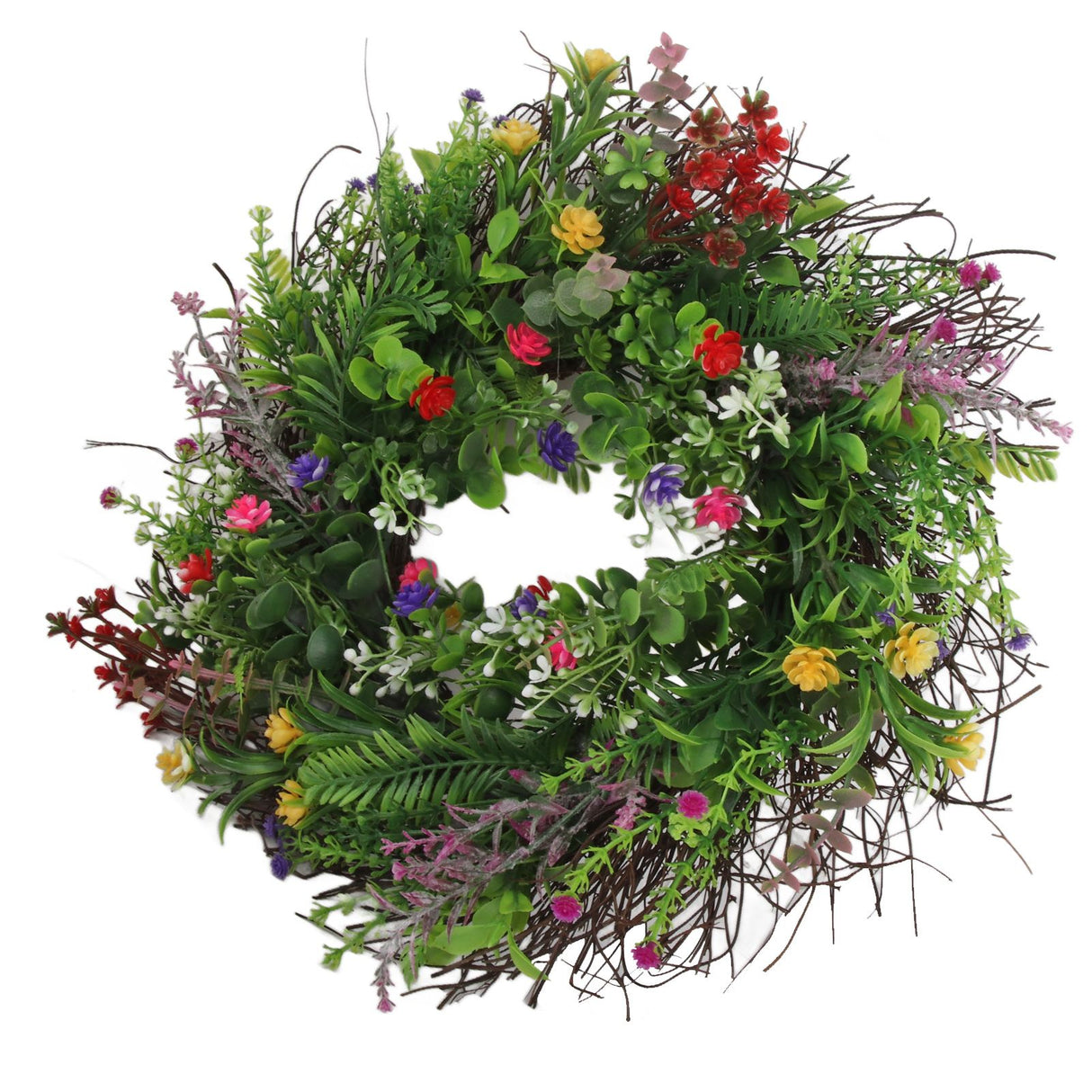 Spring Wildflowers Wreath for Front Door Dried Flower Artificial Wreath Hanging for Home Mall Wedding Decoration