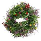 Spring Wildflowers Wreath for Front Door Dried Flower Artificial Wreath Hanging for Home Mall Wedding Decoration - Extra Image