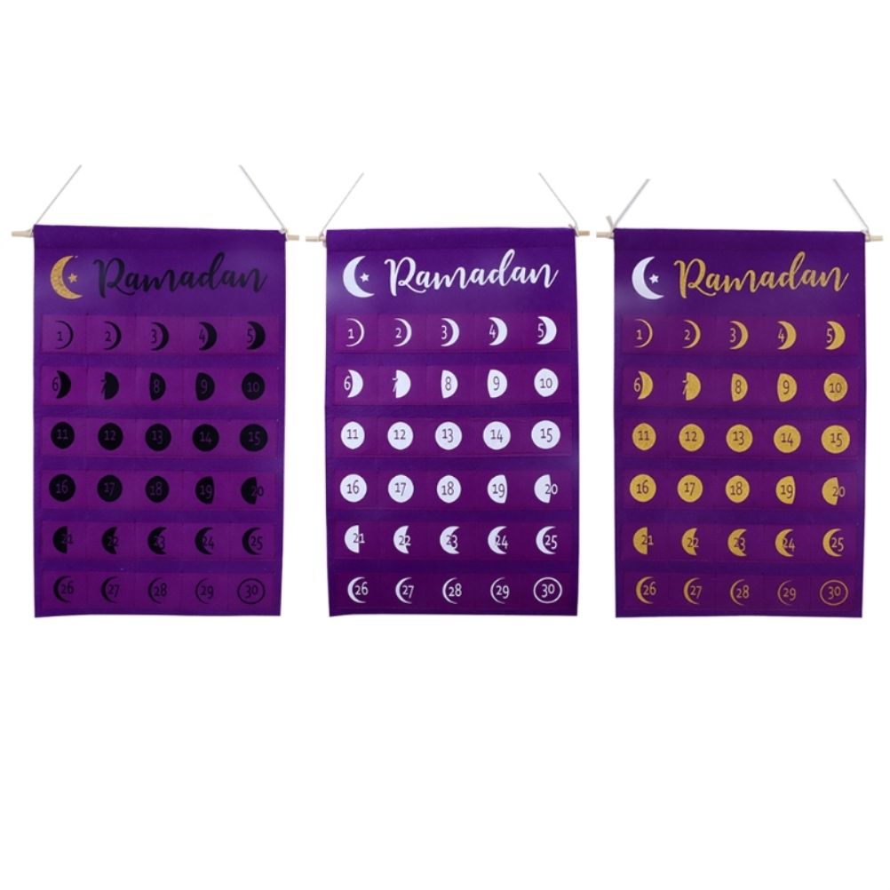 Eid Felt Fabric Countdown Calendar Mubarak Ramadan Advent Calendar Wall Decorations
