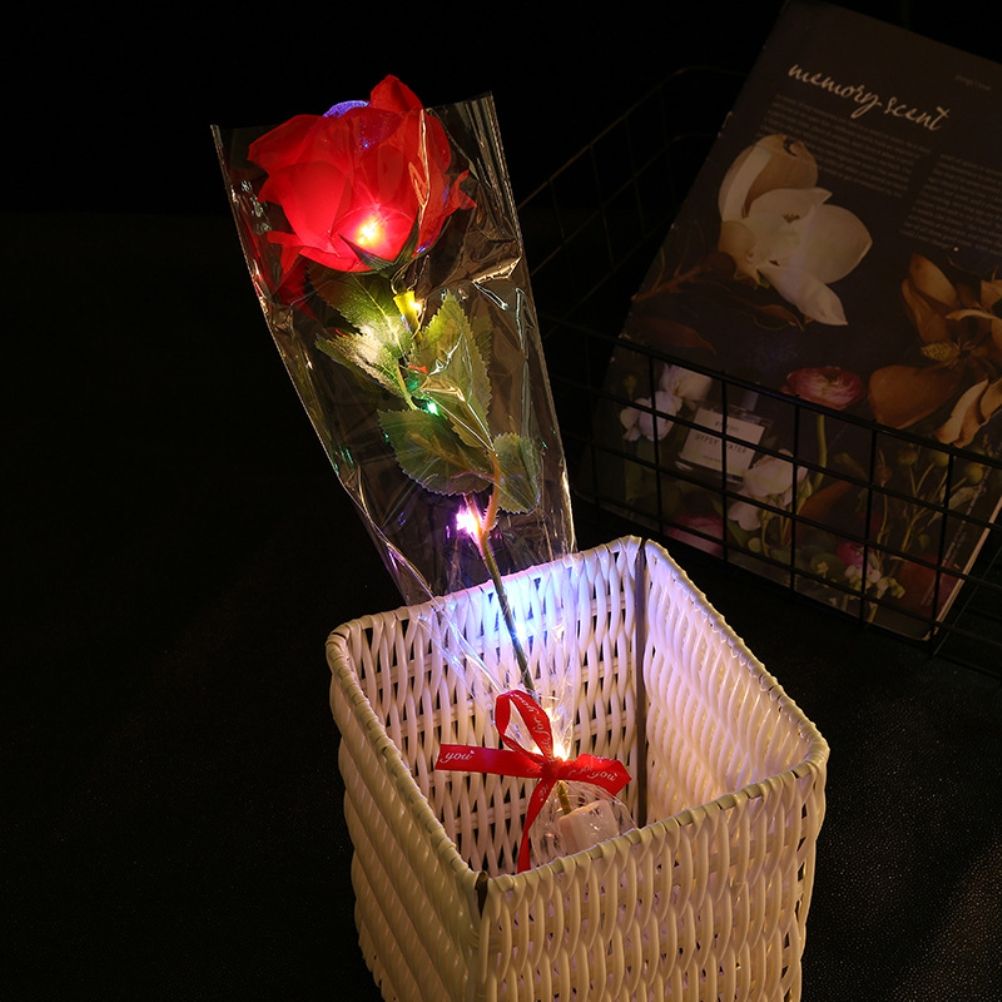 4 Pack Artificial Rose with LED Light Glowing Rose Flowers Gift for Wife Girlfriend Grandma Mother's Day Valentine's Day Birthday Wedding Anniversary