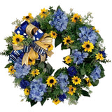 Ukraine Flag Sunflower Front Door Wreath Spring Decor Blue and Yellow Ukrainian Wreath for Home Porch Farmhouse Decoration