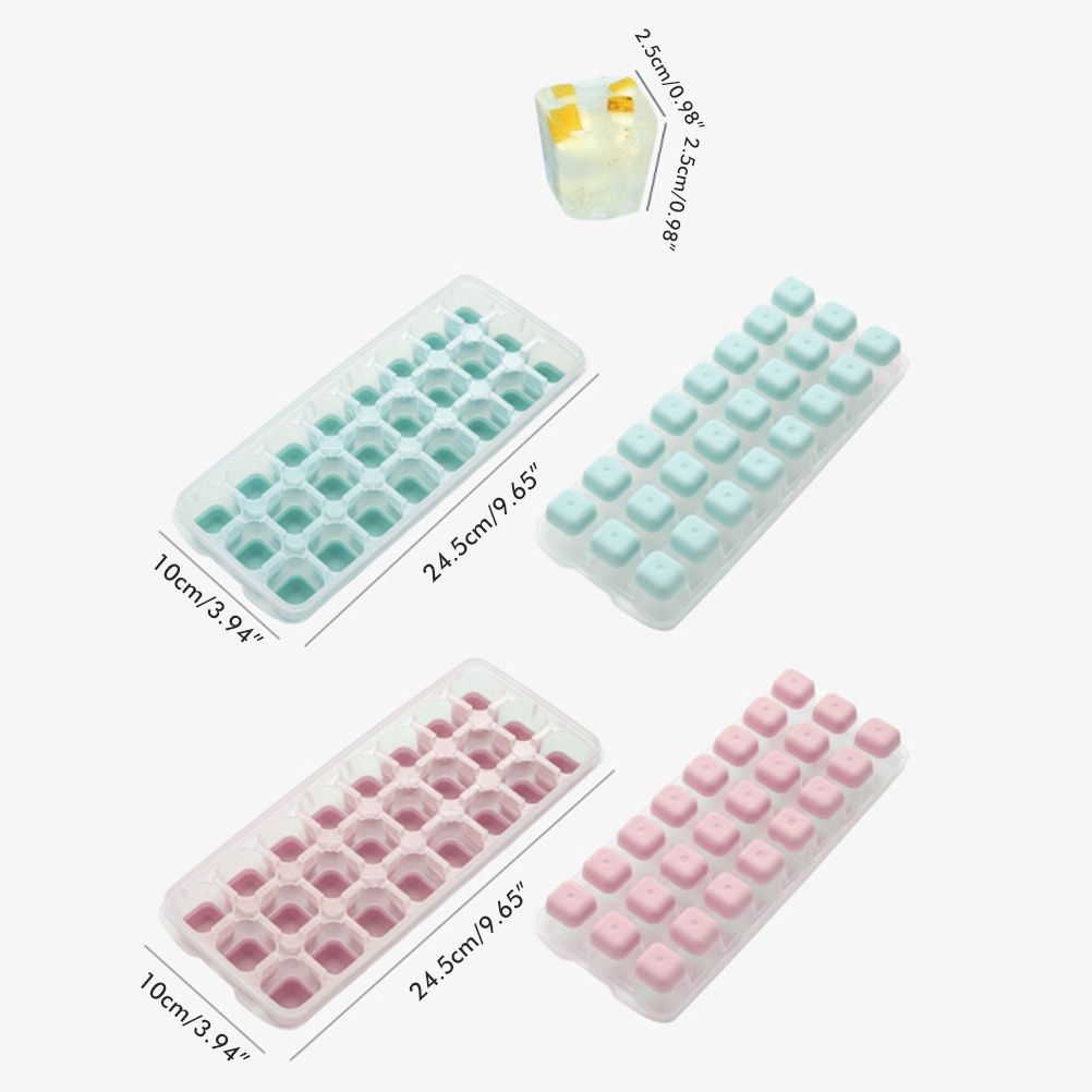 24 Grid Ice Cube Tray with Lid Covered Ice Cube Trays No Spill Ice Cube Cube Box Silicone Ice Cube Maker Tray