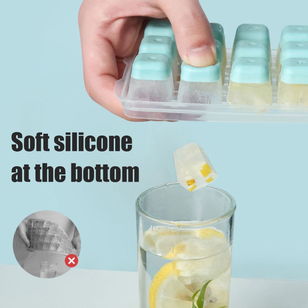 24 Grid Ice Cube Tray with Lid Covered Ice Cube Trays No Spill Ice Cube Cube Box Silicone Ice Cube Maker Tray