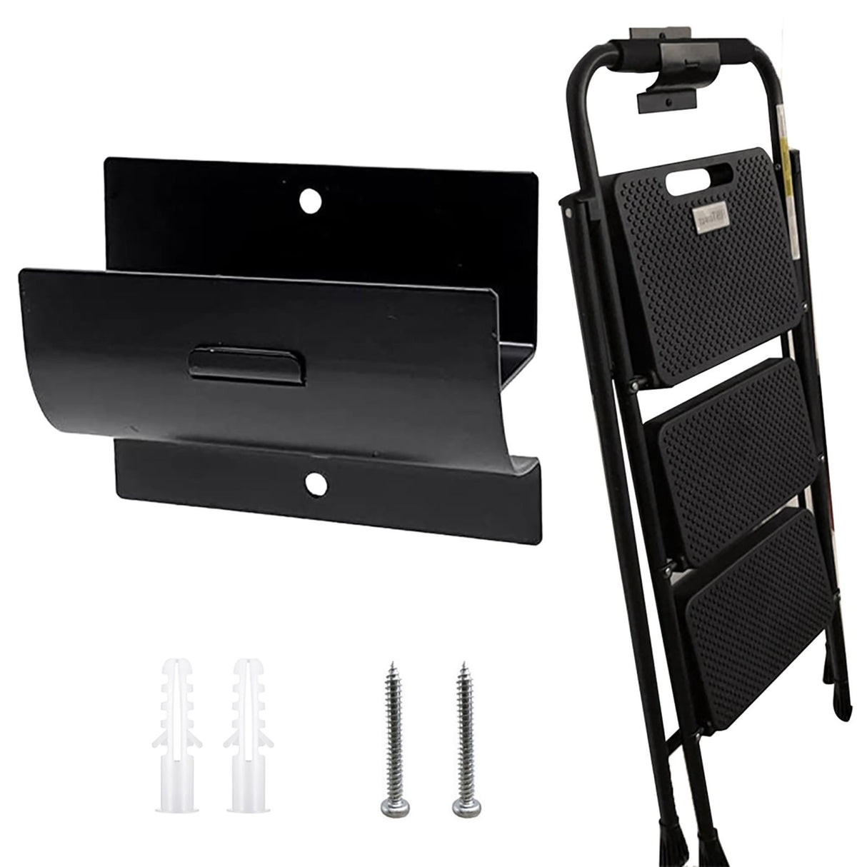 Wall Mount Ladder Grabber Ladder Storage Hook Heavy Duty Metal Ladder Organizer Garage Storage Organizer for Ladder Wheelbarrow Chair