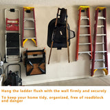 Wall Mount Ladder Grabber Ladder Storage Hook Heavy Duty Metal Ladder Organizer Garage Storage Organizer for Ladder Wheelbarrow Chair