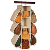 Hanging Purse Handbag Organizer Wardrobe Closet Dust Proof Shelf Rack Bag with 10 Compartments Bag Organizer