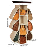 Hanging Purse Handbag Organizer Wardrobe Closet Dust Proof Shelf Rack Bag with 10 Compartments Bag Organizer - Front View