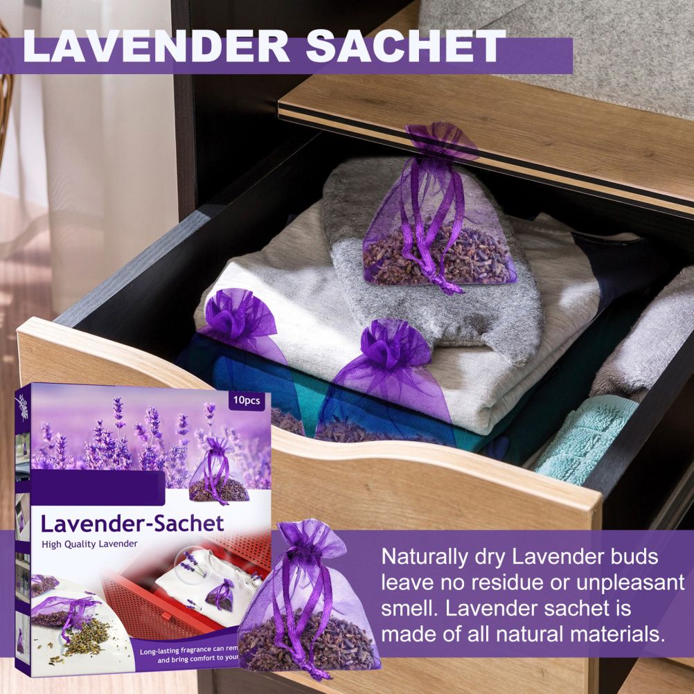10 Pack Lavender Sachets for Drawers and Closets Perfect for Car Room Air Refreshing Fragrance Sachets Bag