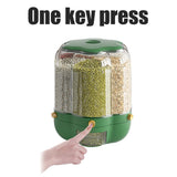 Food Grain Storage Container Large Capacity 9L 6 Grid Rotatable Rice Dispenser Sealed Grain Food Storage Box Kitchen Storage Bucket for Home Kitchen - Rear View