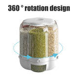 Food Grain Storage Container Large Capacity 9L 6 Grid Rotatable Rice Dispenser Sealed Grain Food Storage Box Kitchen Storage Bucket for Home Kitchen - Side View