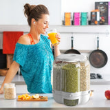 Food Grain Storage Container Large Capacity 9L 6 Grid Rotatable Rice Dispenser Sealed Grain Food Storage Box Kitchen Storage Bucket for Home Kitchen - Top-Down View