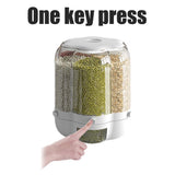 Food Grain Storage Container Large Capacity 9L 6 Grid Rotatable Rice Dispenser Sealed Grain Food Storage Box Kitchen Storage Bucket for Home Kitchen