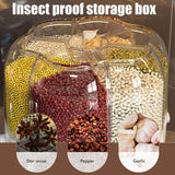Food Grain Storage Container Large Capacity 9L 6 Grid Rotatable Rice Dispenser Sealed Grain Food Storage Box Kitchen Storage Bucket for Home Kitchen - Close-Up Angle