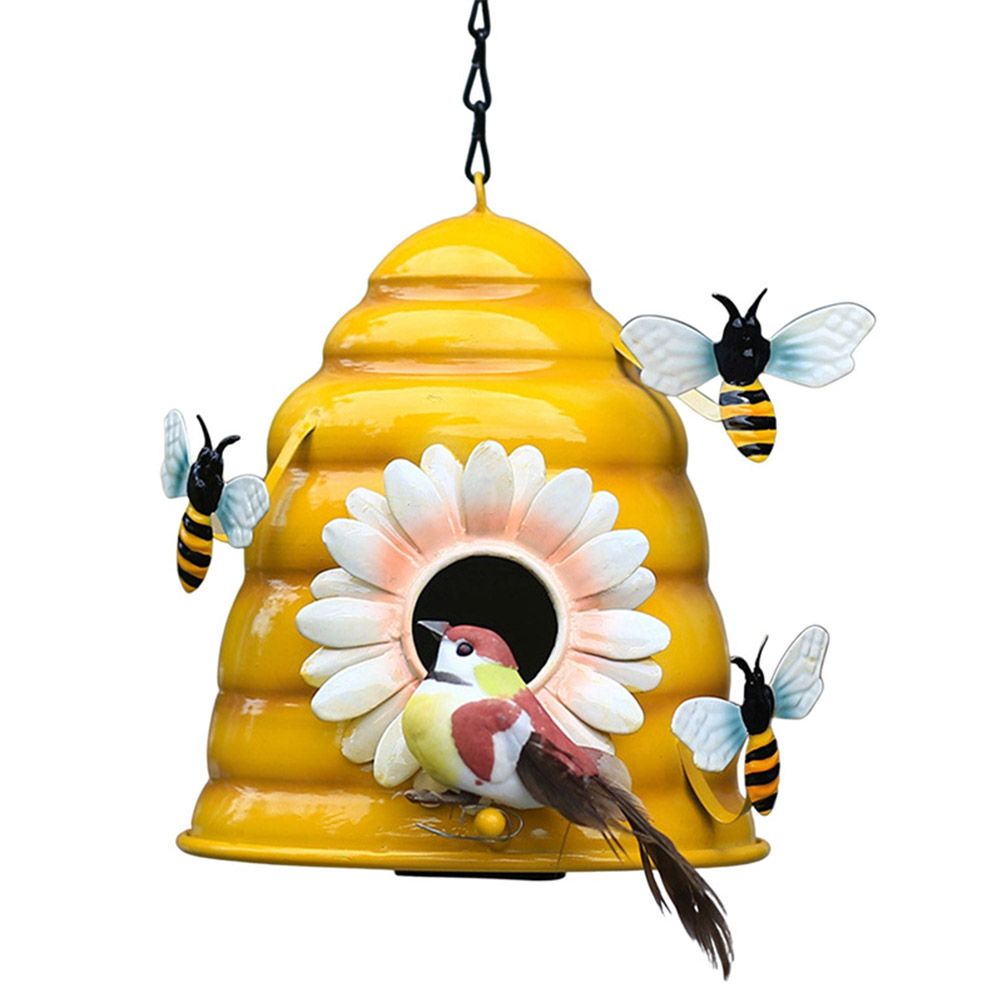 Beehive Bird Houses Outside Iron Hanging Birdhouses Garden Bird Nest Houses for Small Sized Bird