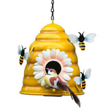 Beehive Bird Houses Outside Iron Hanging Birdhouses Garden Bird Nest Houses for Small Sized Bird - Front View