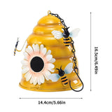 Beehive Bird Houses Outside Iron Hanging Birdhouses Garden Bird Nest Houses for Small Sized Bird - Top-Down View