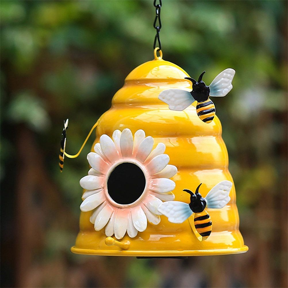 Beehive Bird Houses Outside Iron Hanging Birdhouses Garden Bird Nest Houses for Small Sized Bird