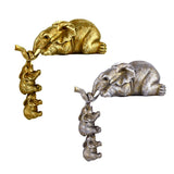 3 Pcs/Set Elephant Statues Hand Painted Elephant Resin Statues Mother Elephant Hanging 2 Baby Elephants on The Edge Home Decor Gift - Extra Image