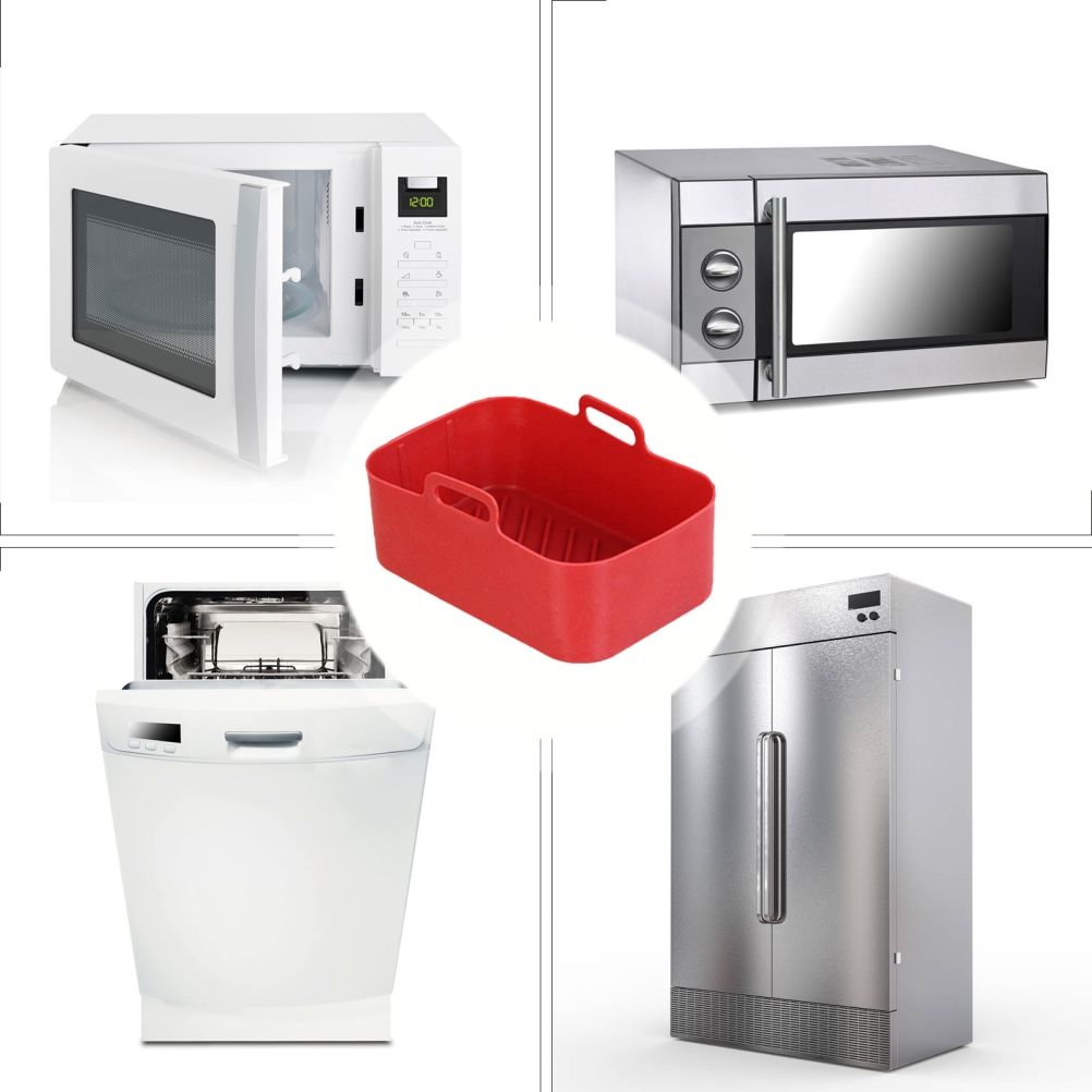 Air Fryer Silicone Pot Food Grade Silicone Double Basket Air Fryer Liners Kitchen Accessories Compatible for Ninha DZ201 Foodi 8QT Dual Basket Air Fryers