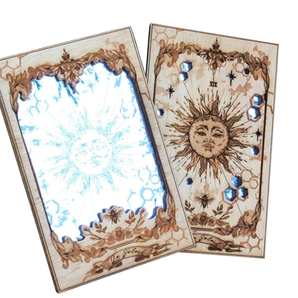 Sun XIX Tarot Card Mirrors Wooden Tarot Mirror Home Ornament