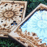 Sun XIX Tarot Card Mirrors Wooden Tarot Mirror Home Ornament - Top-Down View
