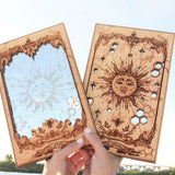 Sun XIX Tarot Card Mirrors Wooden Tarot Mirror Home Ornament - 45-Degree Angle