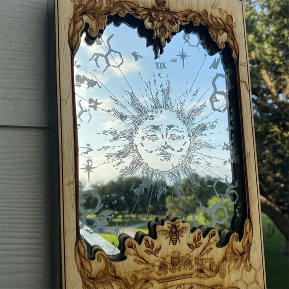 Sun XIX Tarot Card Mirrors Wooden Tarot Mirror Home Ornament