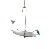 Umbrella Shaped Bird Trough Outdoor Retro Rusty Bird Feeder Bird Bath Hanging Bird Feeder Tray for Outdoors Garden Yard Decoration