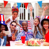 USA Independence Day Red Blue and White Triangular Pennant Banner Bunting Flags Events Decoration