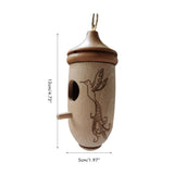 Hummingbird House Wooden Hummingbird Nest for Outside Hanging Garden Bird Feeder - Front View