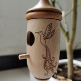 Hummingbird House Wooden Hummingbird Nest for Outside Hanging Garden Bird Feeder