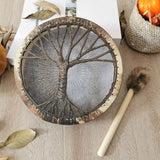 Shaman Drum with Drum Stick Vegetarian Shaman Fire Drum Home Ornament Shamanic Drum Hand Drum for Kids Adults