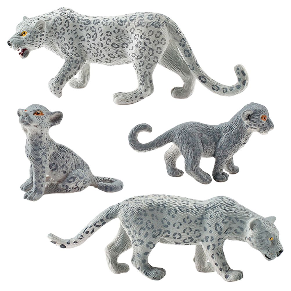 4 Pieces Snow Leopard Figurine PVC Realistic Snow Leopards Miniature Wild Animals Model Action Figure for Clooection