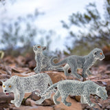 4 Pieces Snow Leopard Figurine PVC Realistic Snow Leopards Miniature Wild Animals Model Action Figure for Clooection