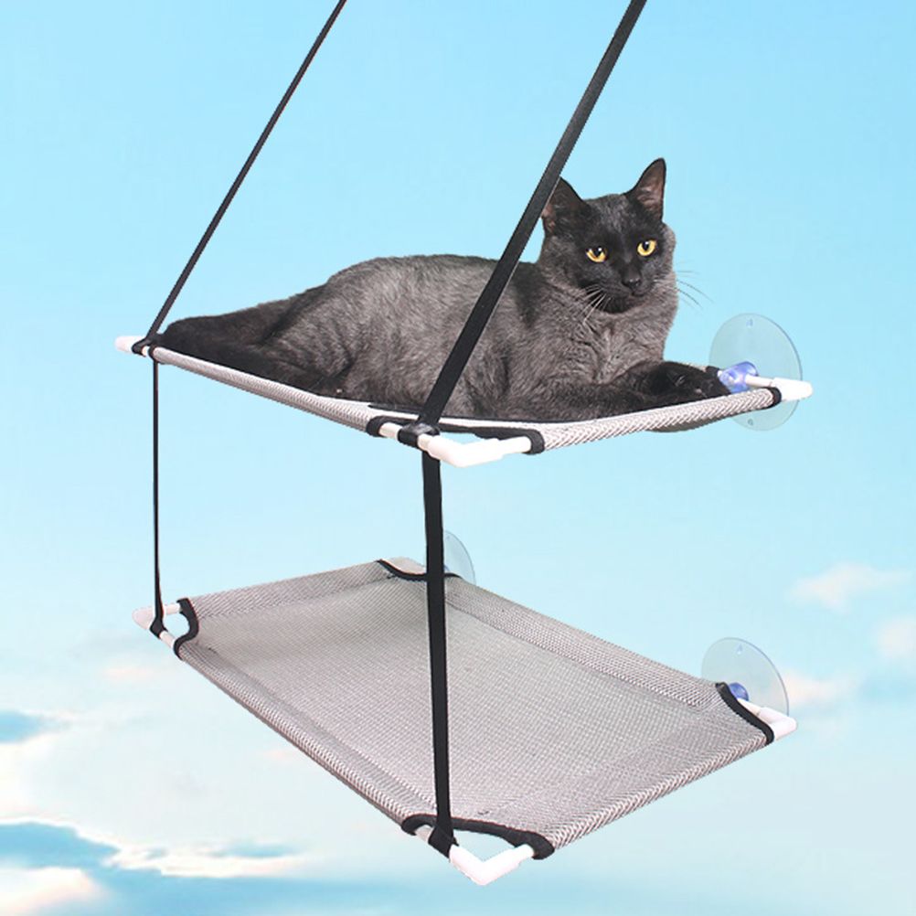 Double Layer Cat Window Hammock Cat Window Perch Strong Suction Cups Cat Hammock for Window Kitty Sunny Seat