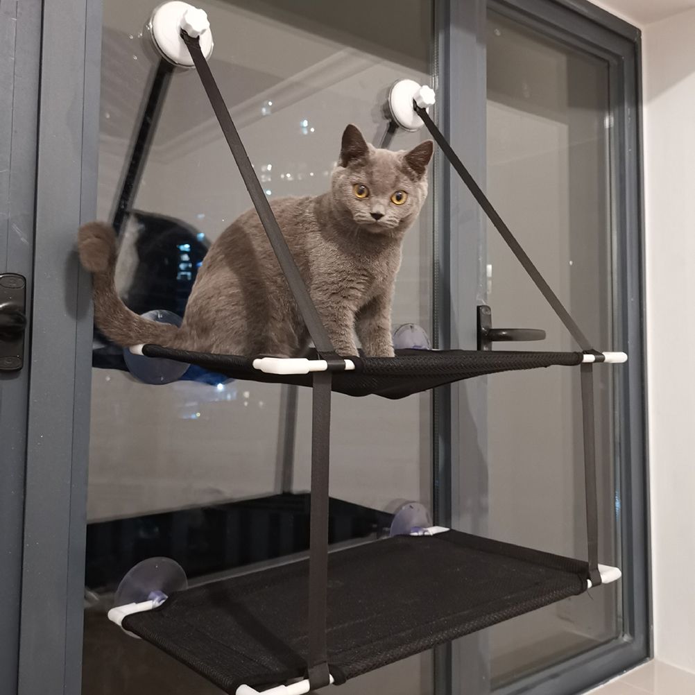 Double Layer Cat Window Hammock Cat Window Perch Strong Suction Cups Cat Hammock for Window Kitty Sunny Seat