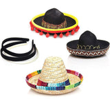 3 Pack Cinco De Mayo Fiesta Headbands Party Decorations Non Woven and Straw Sombrero Party Hats Photo Booth Props for Kids Pet