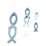 9 Pcs Decorative Wooden Fish Set 3 Size Fish Christening Decoration Boy Girl Decoration for Christening Communion and Wedding