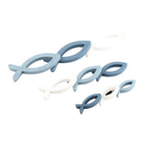 9 Pcs Decorative Wooden Fish Set 3 Size Fish Christening Decoration Boy Girl Decoration for Christening Communion and Wedding - Extra Image