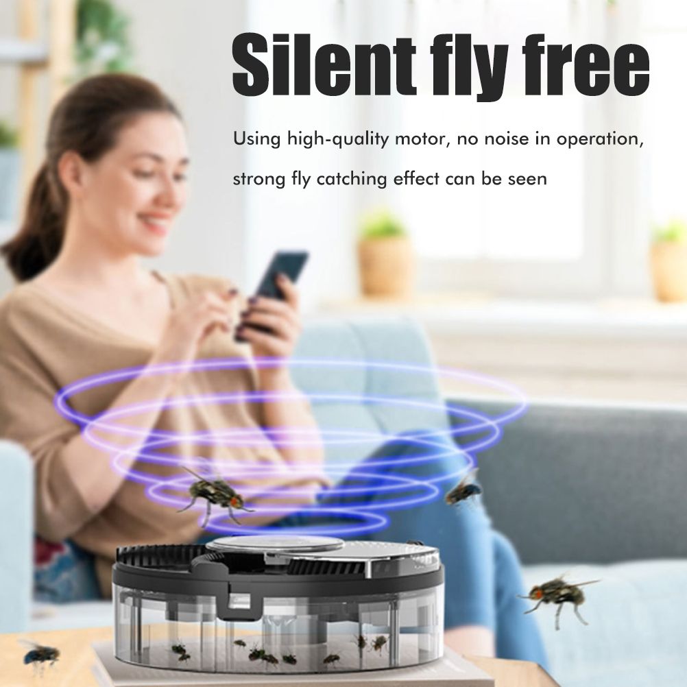 Electric Automatic Rotating Fly Trap Rechargeable Powerful Household Fly Trap for Family Indoor Use