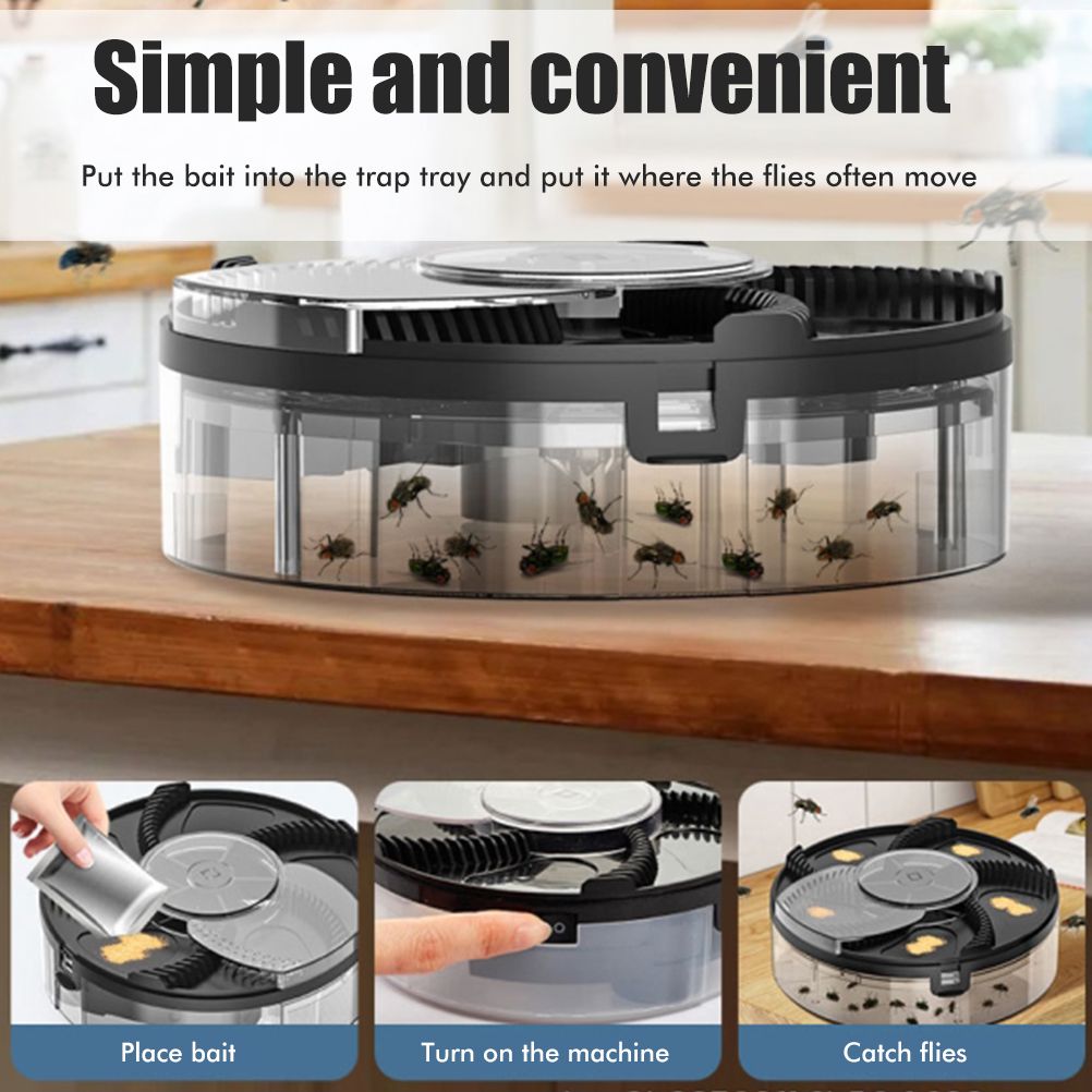 Electric Automatic Rotating Fly Trap Rechargeable Powerful Household Fly Trap for Family Indoor Use