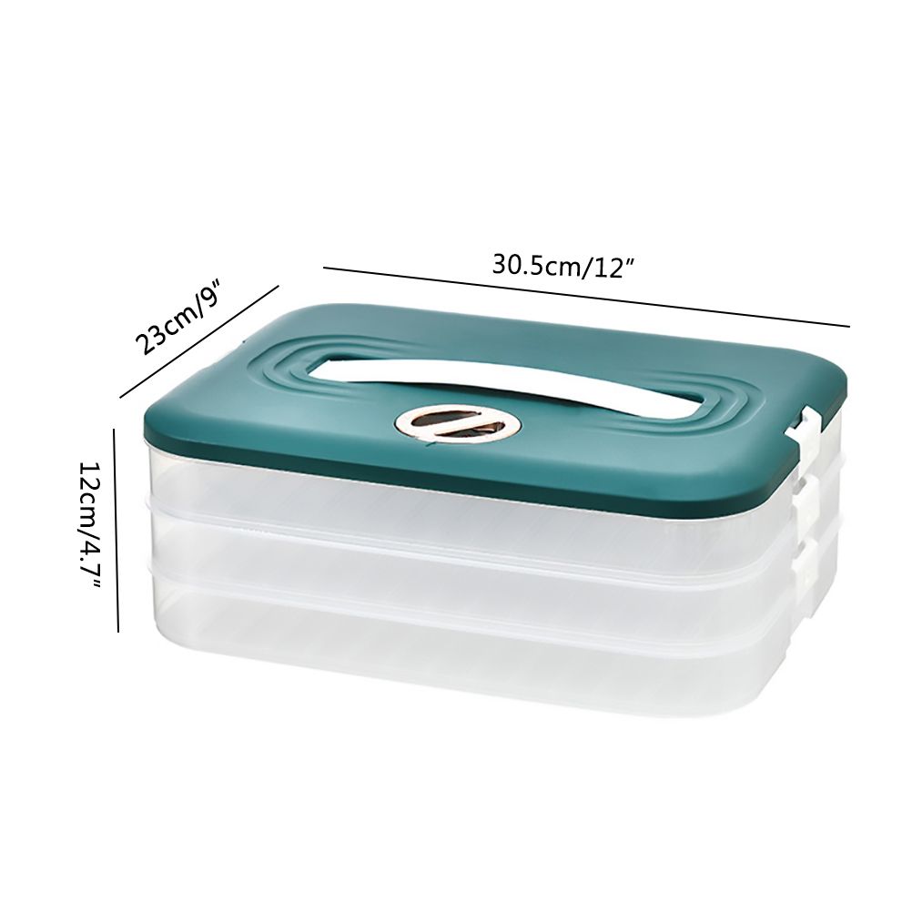 Refrigerator Food Shelf Dumpling Storage Box 3 Layered Stackable Food Storage Box Tray Container with Lid