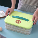 Refrigerator Food Shelf Dumpling Storage Box 3 Layered Stackable Food Storage Box Tray Container with Lid - Side View