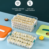 Refrigerator Food Shelf Dumpling Storage Box 3 Layered Stackable Food Storage Box Tray Container with Lid - Top-Down View