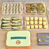 Refrigerator Food Shelf Dumpling Storage Box 3 Layered Stackable Food Storage Box Tray Container with Lid - Low Angle
