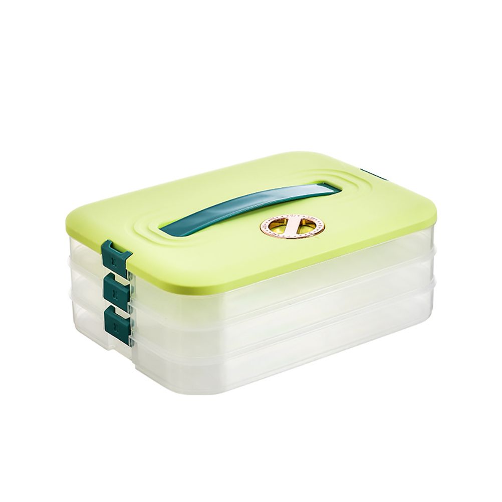 Refrigerator Food Shelf Dumpling Storage Box 3 Layered Stackable Food Storage Box Tray Container with Lid