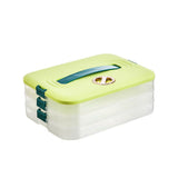 Refrigerator Food Shelf Dumpling Storage Box 3 Layered Stackable Food Storage Box Tray Container with Lid - Side View