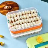 Refrigerator Food Shelf Dumpling Storage Box 3 Layered Stackable Food Storage Box Tray Container with Lid - Rear View