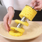 Kitchen Pineapple Corer and Slicing Tool Stainless Steel Pineapple Cutter with Forks for Easy Core Removal Slicing - Close-Up Angle