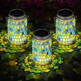 Mosaic Solar Lights Outdoor Hanging Lanterns Waterproof Mosaic Solar Lanterns Outdoor Solar Night Lights Table Lamps Decoration - Front View